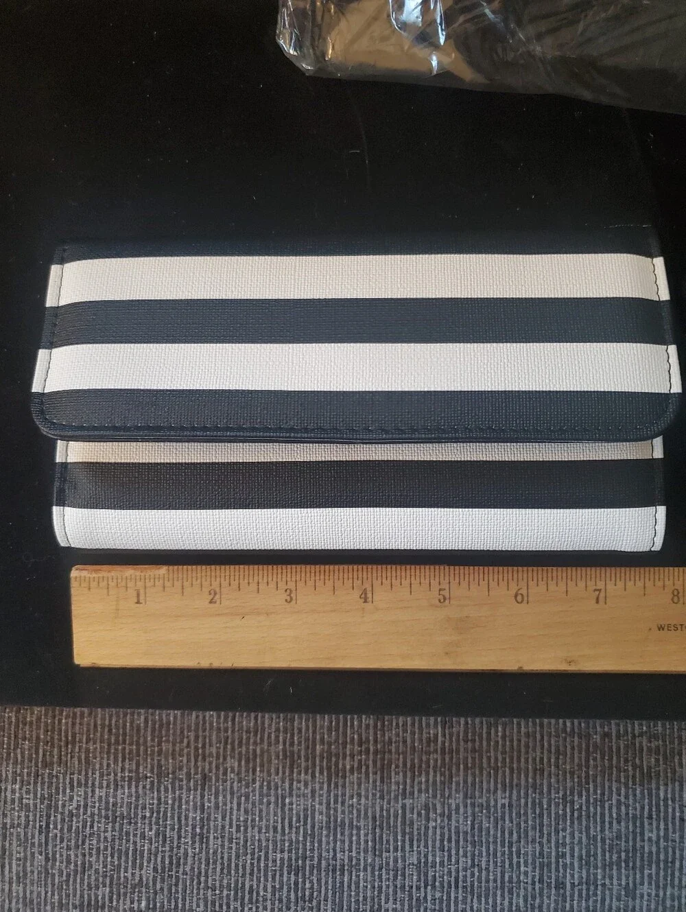 NWOT KUT FROM THE KLOTH BLACK AND WHITE STRIPE  VEGAN LEATHER WOMEN'S WALLET